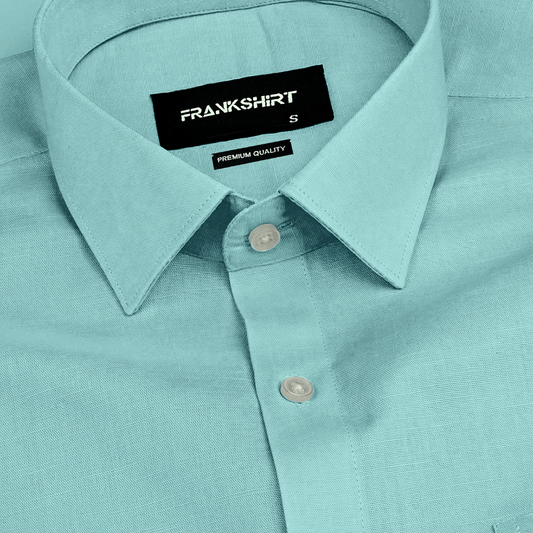 Green Solid Linen Shirt for Man