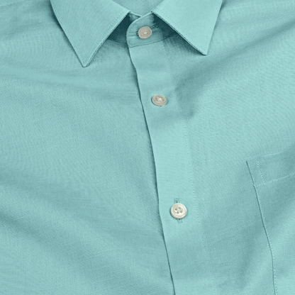 Green Solid Linen Shirt for Man