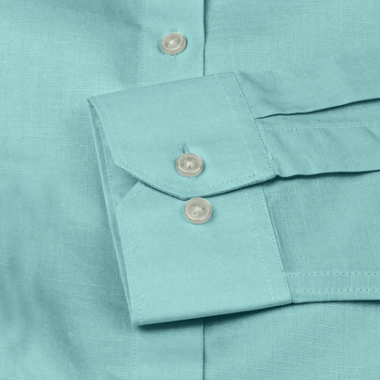 Green Solid Linen Shirt for Man
