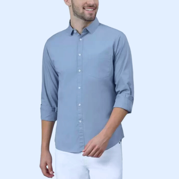 Combo of 2 Cotton Shirt for Man ( Denim Blue and Peech)