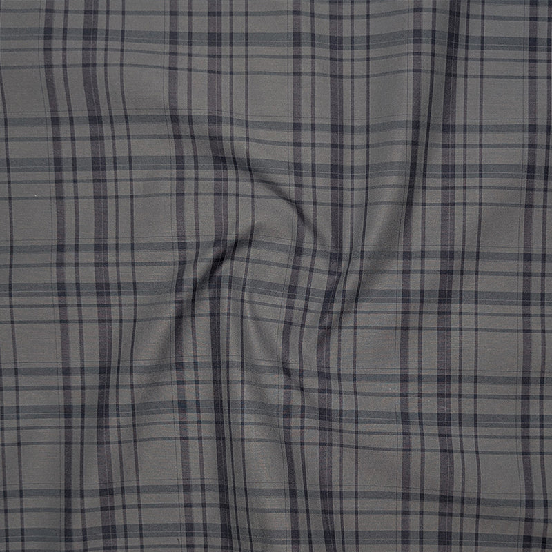 Grey Tartan Check Cotton Shirt For Men