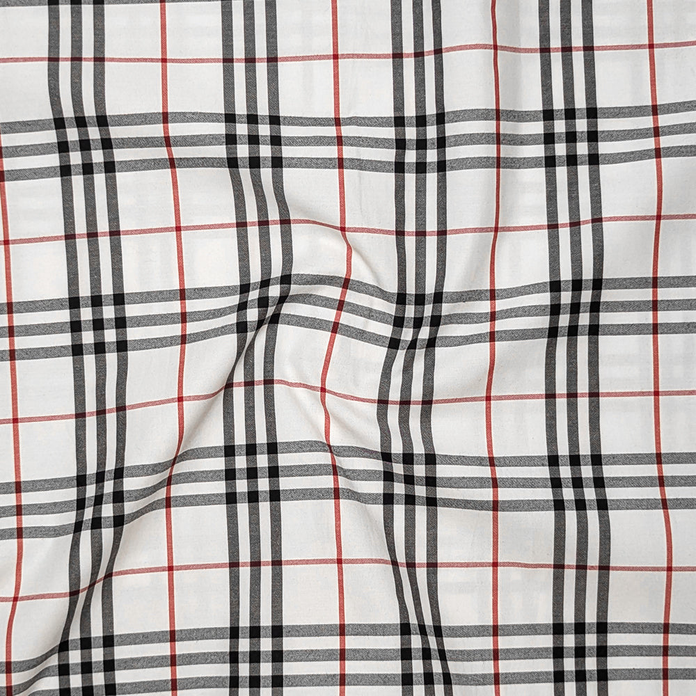 White Tartan Check Cotton Shirt For Men