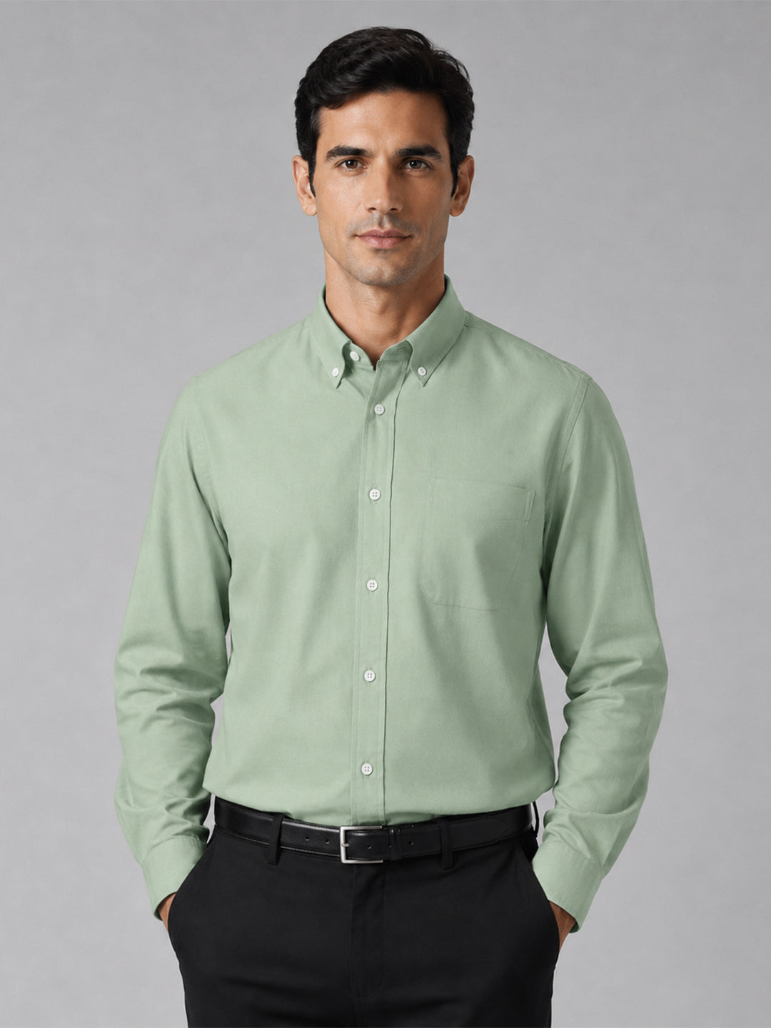 New Sea Green Oxford Cotton Shirt For Men
