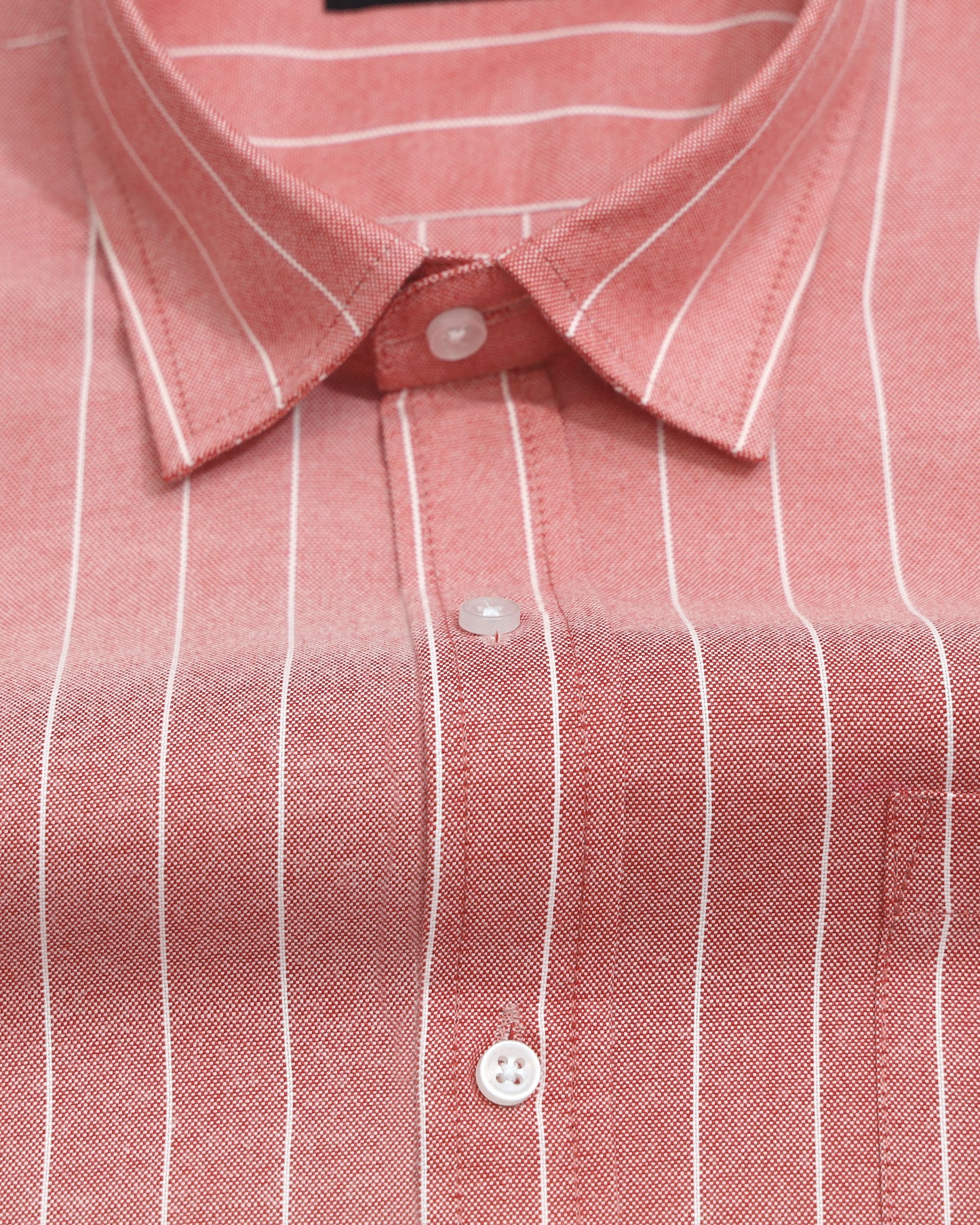 Coral Red Pinstripe Oxford Shirt