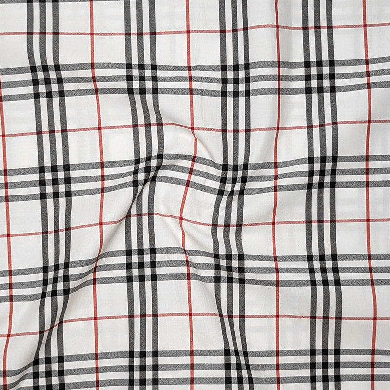 White Tartan Check Cotton Shirt For Men