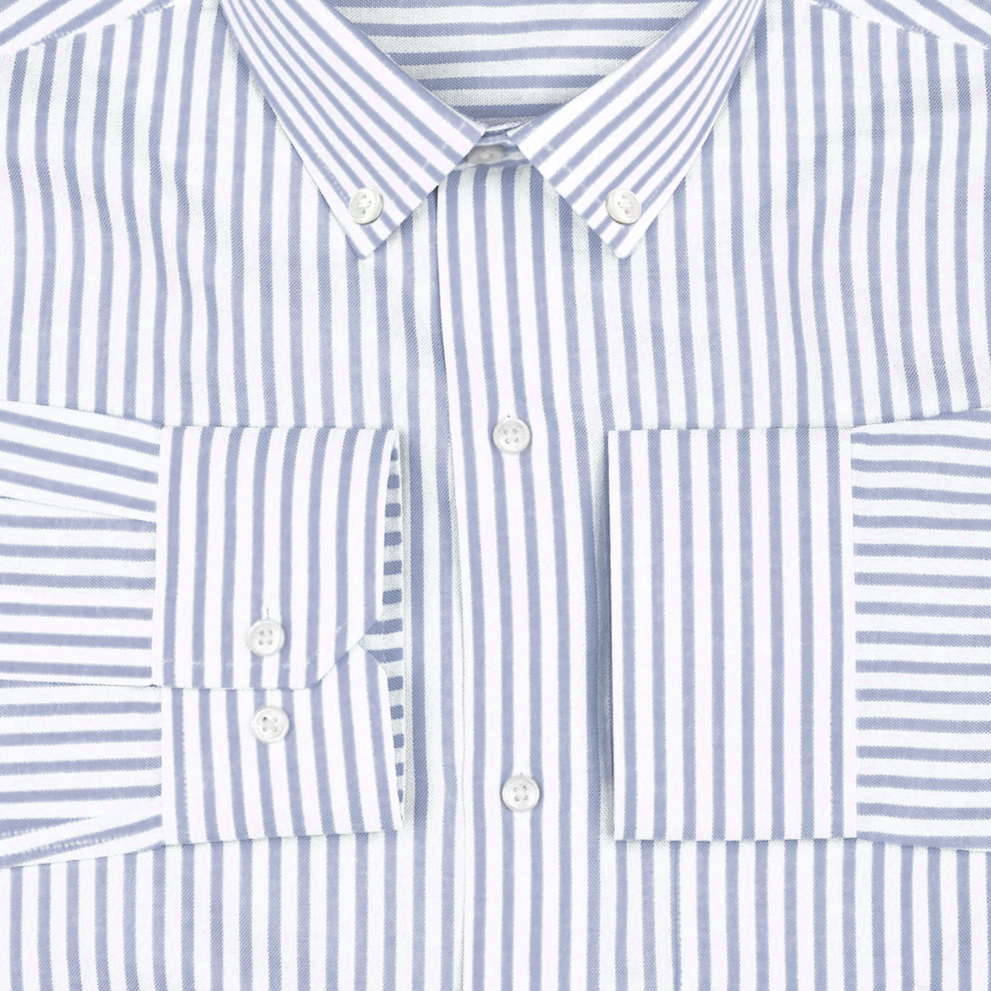 New Silver Stripe Down Button Oxford Cotton Shirt (FS049)