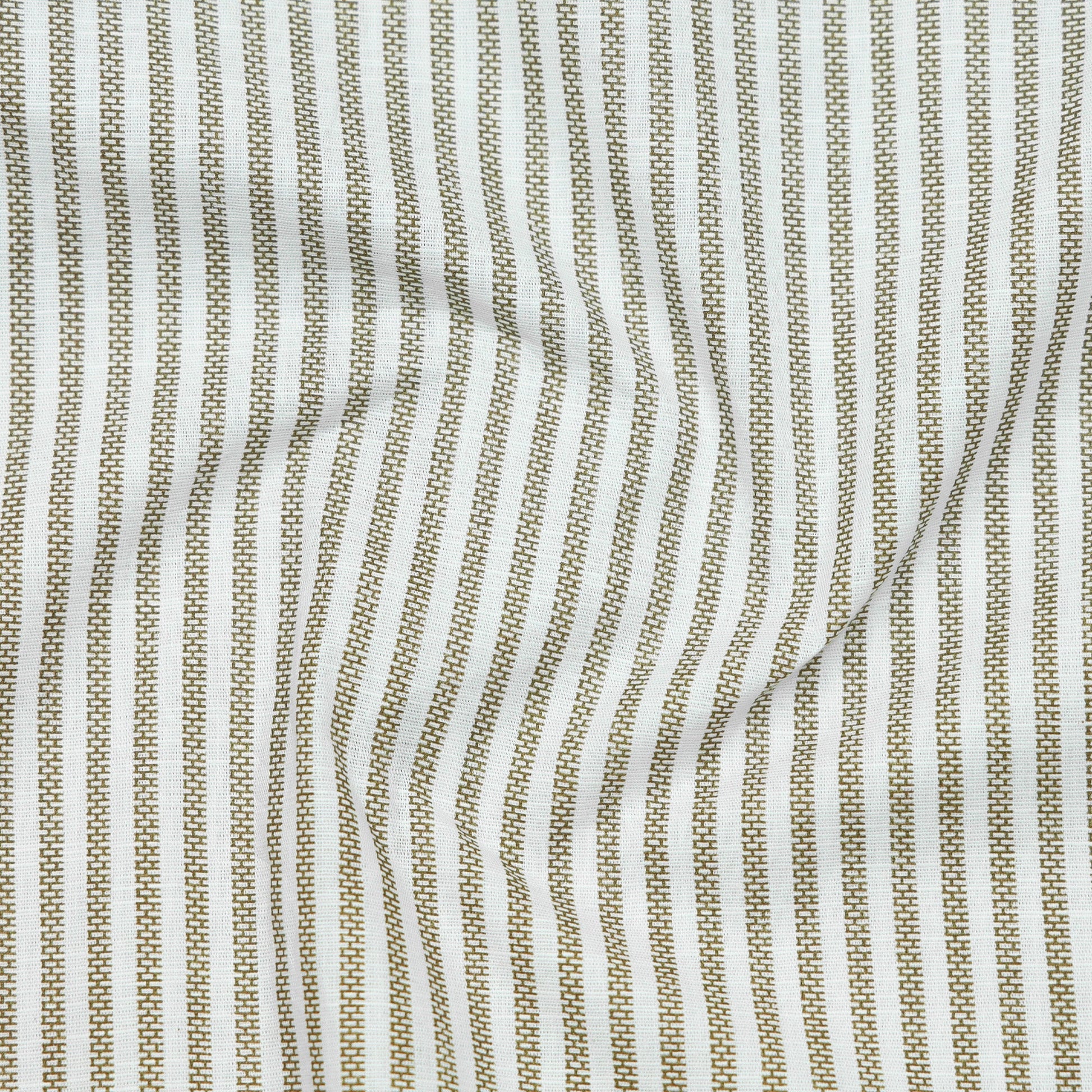Close-up of Green and white striped fabric
