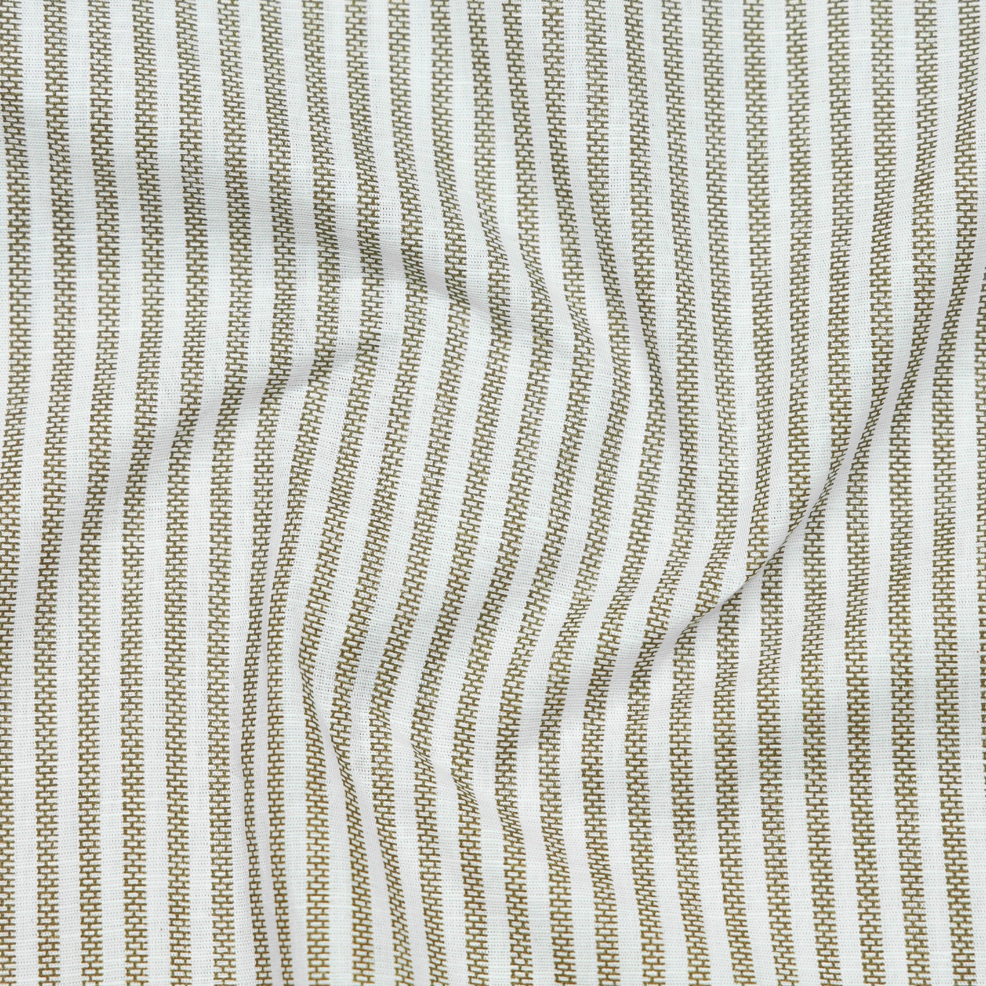 Close-up of Green and white striped fabric