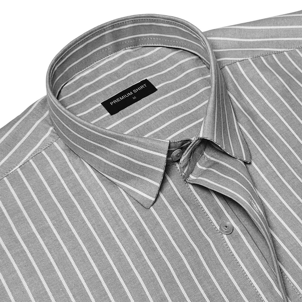 Dark Grey Pinstripe Oxford Shirt For Men