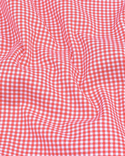Red Check Button Down Oxford Cotton Shirt For Man