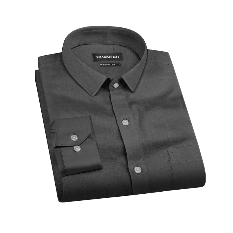Dark Grey Solid Linen Shirt for Man