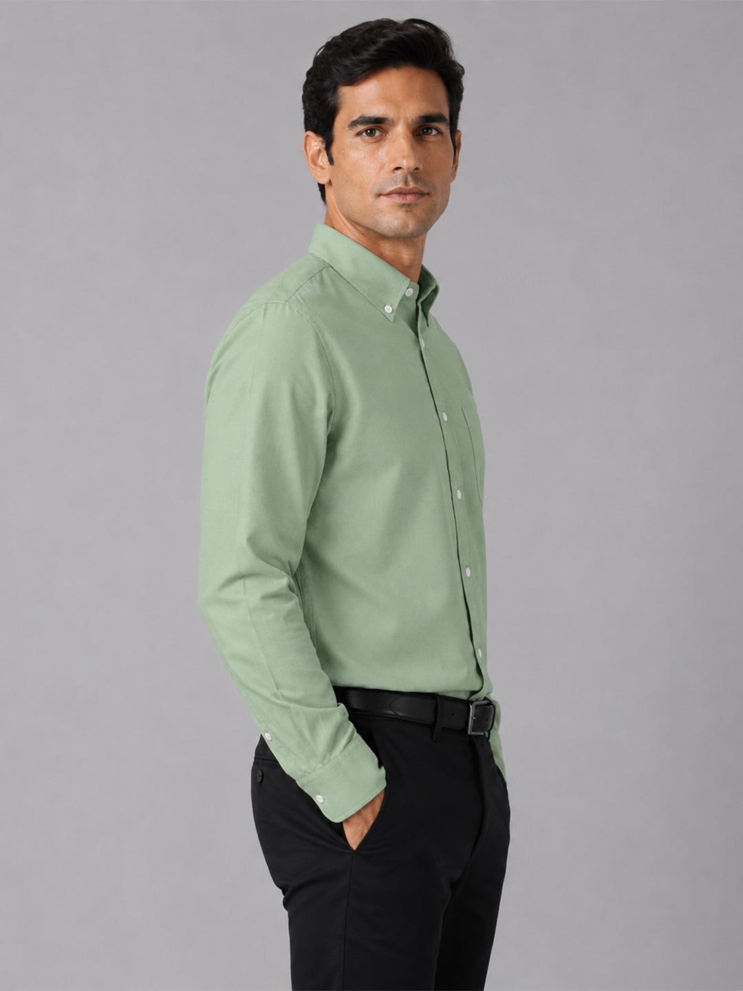 New Sea Green Oxford Cotton Shirt For Men