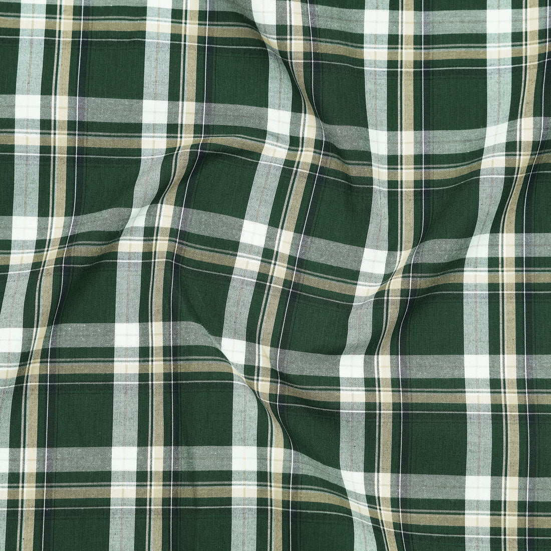 Woodland Green Classic Check Paper Cotton Shirt for Men