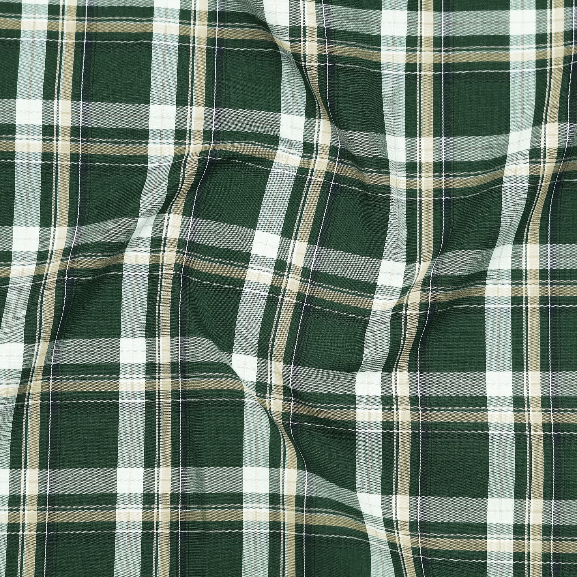 Woodland Green Classic Check Paper Cotton Shirt for Men