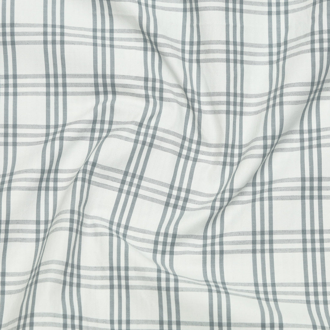 Mist Blue Classic Check Paper Cotton Shirt For Men