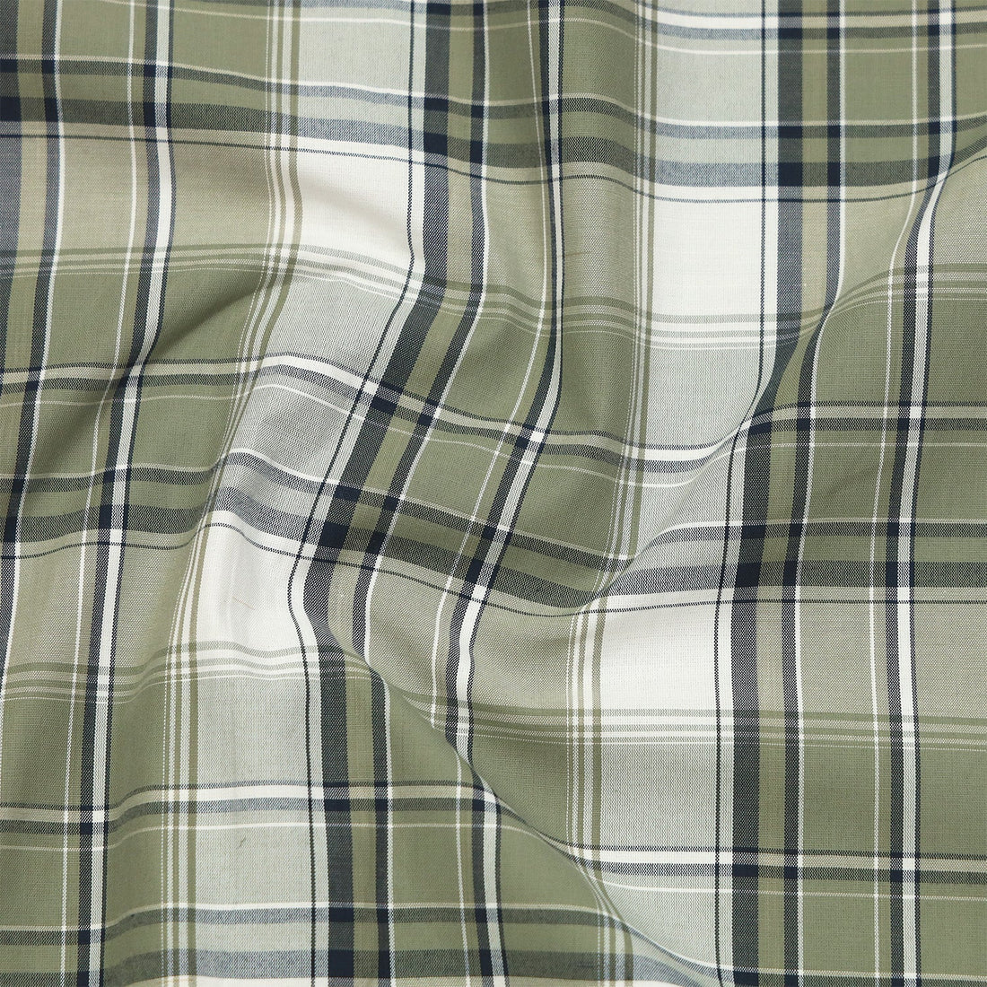Olive Green Classic Check Paper Cotton Shirt For Men