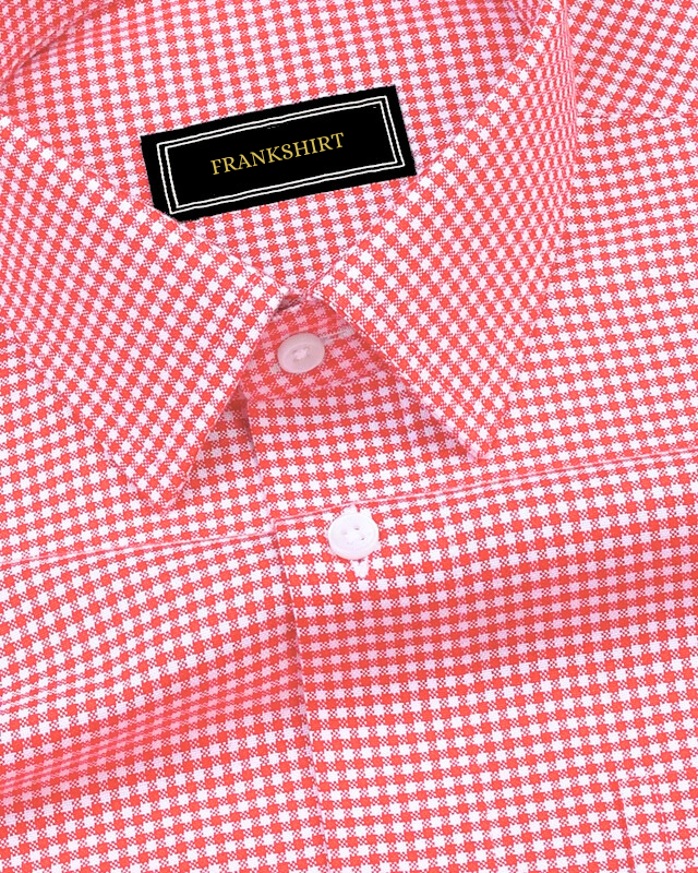 Red Check Button Down Oxford Cotton Shirt (FS052)
