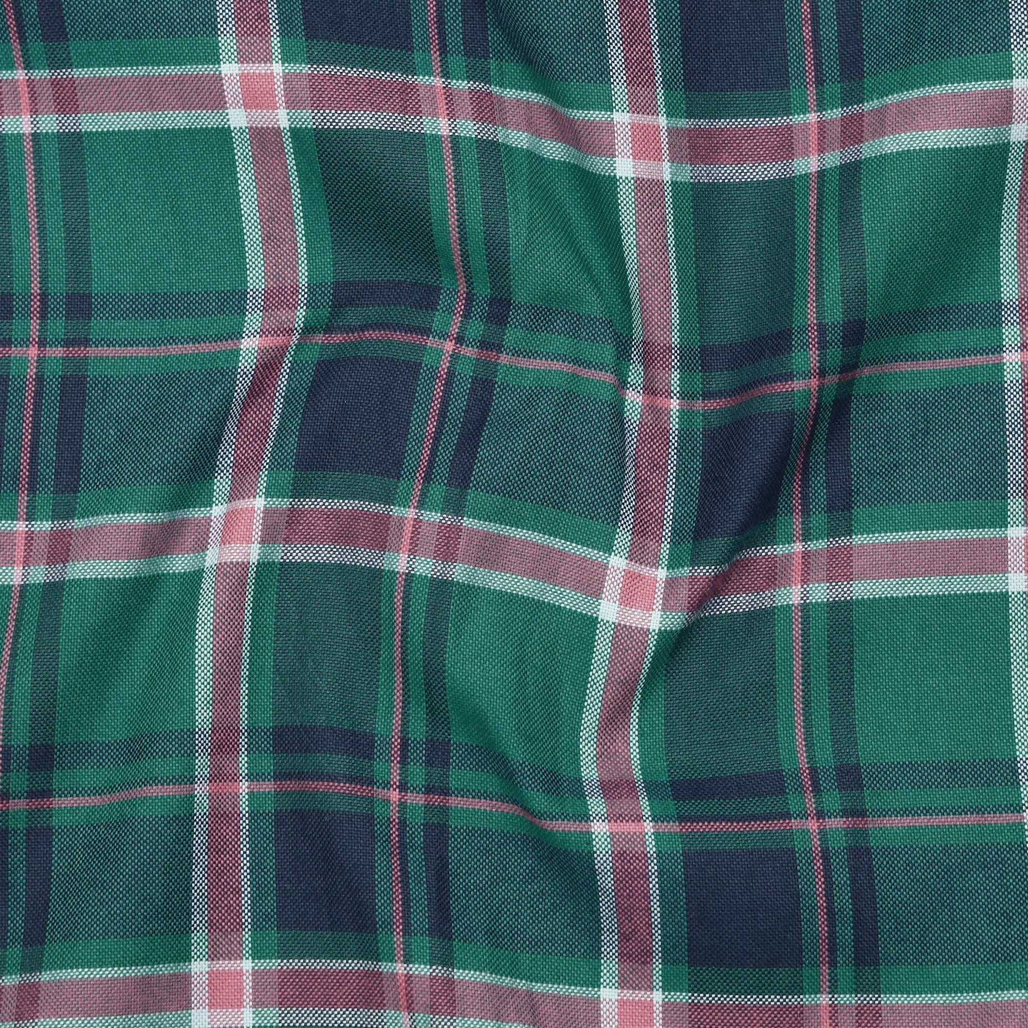 Moss Green Classic Check Cotton Shirt for Men