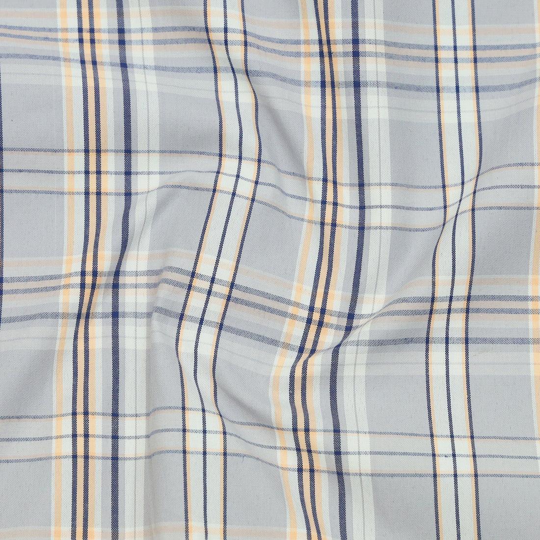 Graphite Mustard Classic Check Paper Cotton Shirt For Men