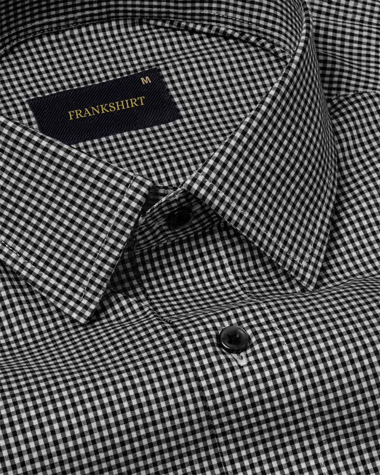 Black Check Button Down Oxford Cotton Shirt