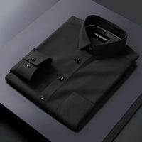 Premium Satin Solid Shirt with Grey Stripe for Man (Black)