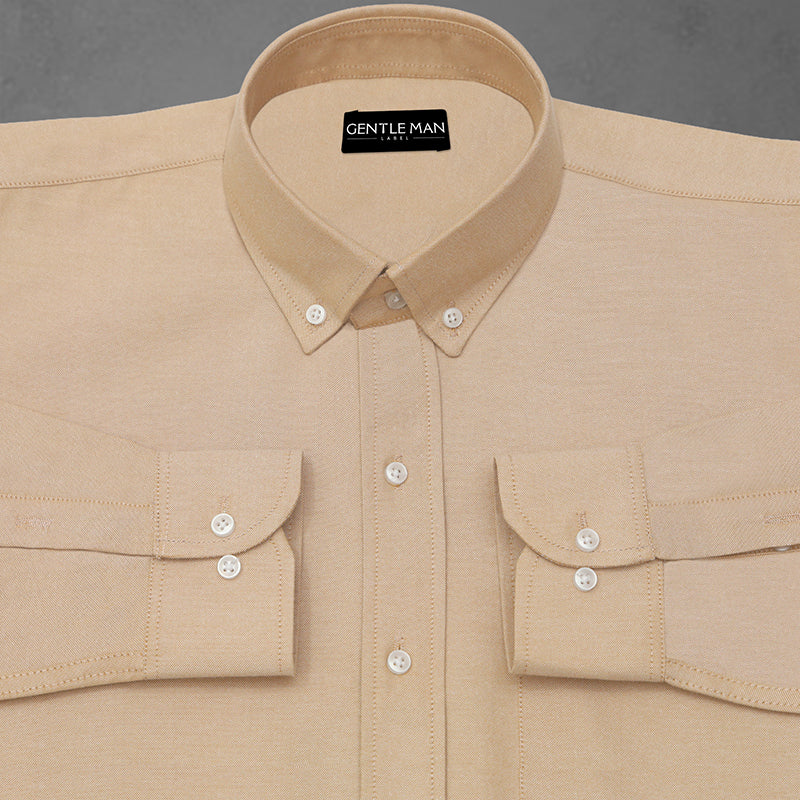 Pack of 2 Oxford Cotton Shirt For Men (White & Cream)