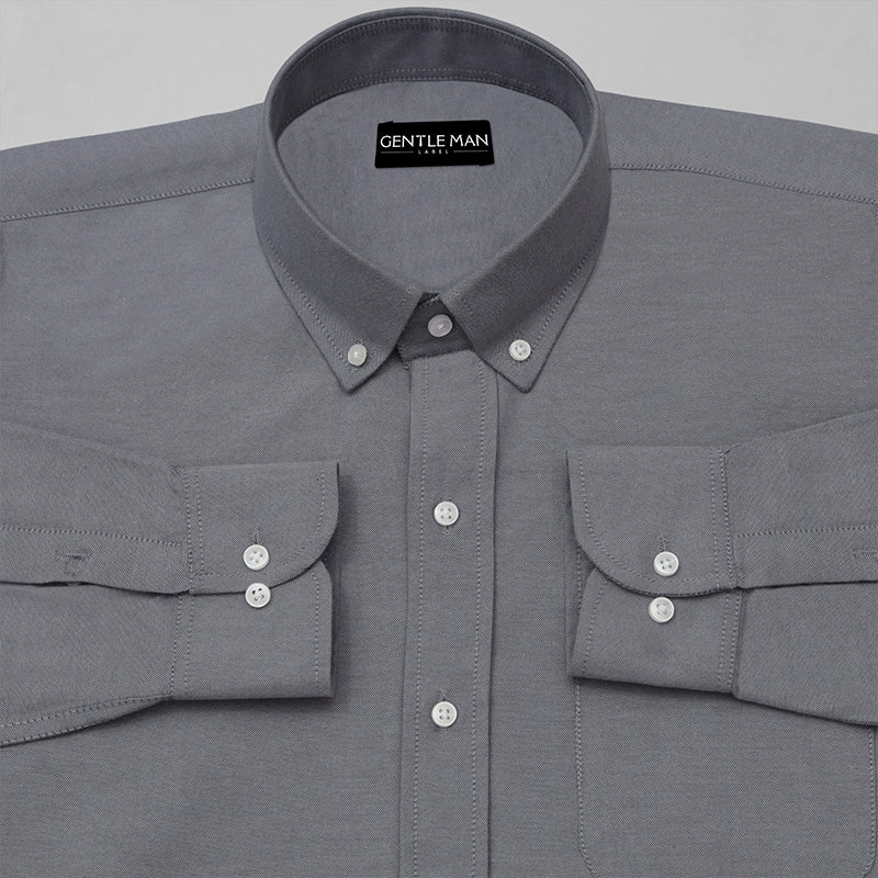 Pack of 2 Oxford Cotton Shirt For Men (Dark grey & Peach)