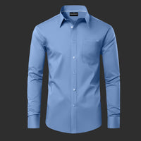 Premium Cotton Solid Shirt with White Stripe for Man (Denim Blue)