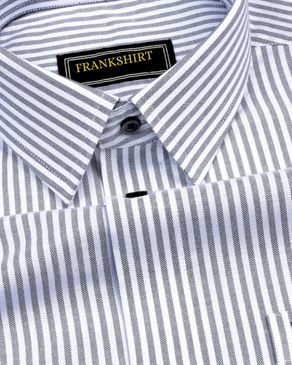 Light Grey Stripe Button Down Oxford Cotton Shirt