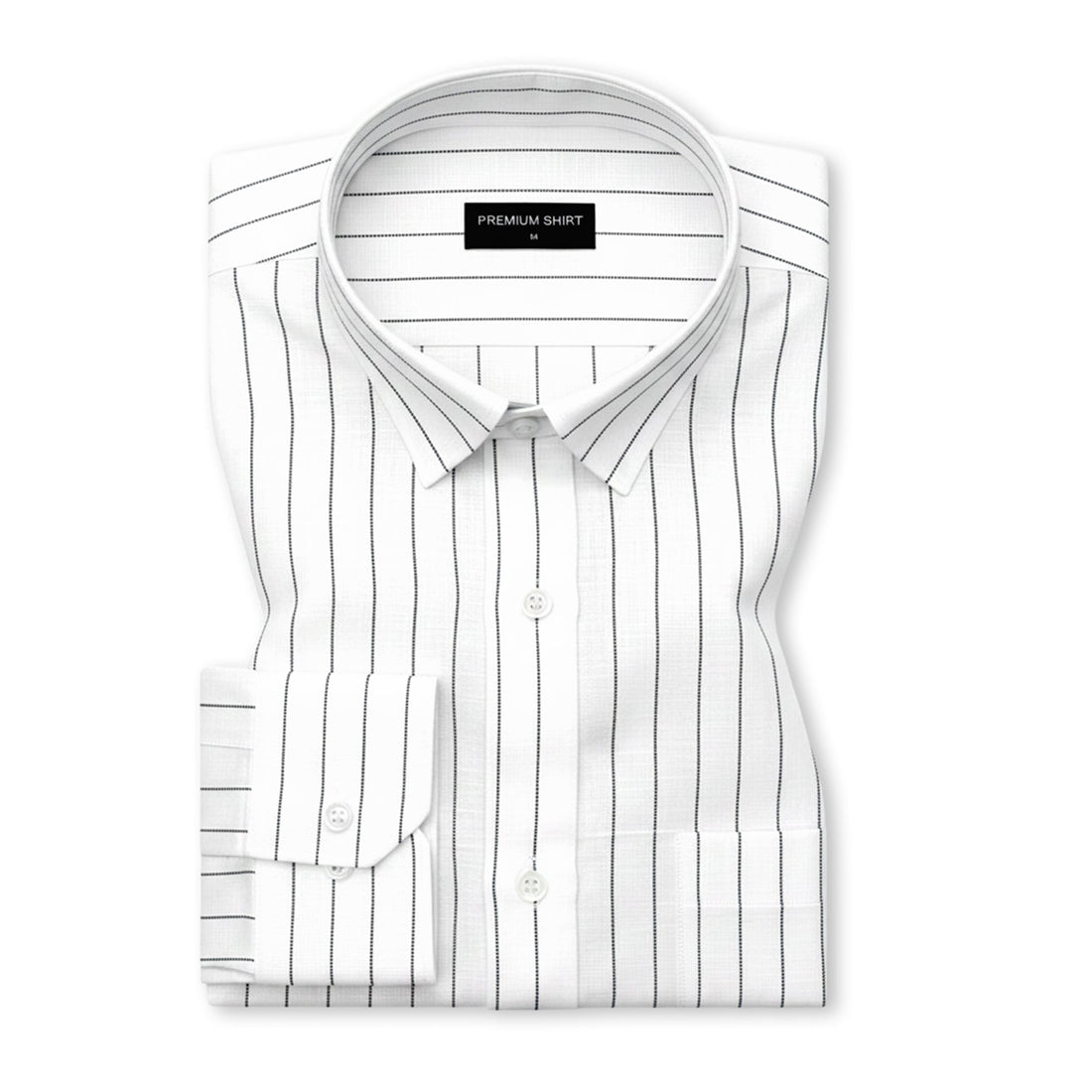 White dress shirt with black stripes on a white background
