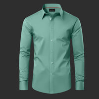 Premium Satin Solid Shirt with Red Stripe for Man (Green)