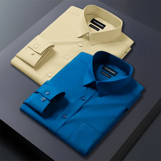 Pack of 2 Premium Cotton Shirt for Man (Lemon And Royal Blue)