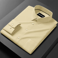 Premium Satin Solid Shirt with Black Stripe for Man (Lemon)