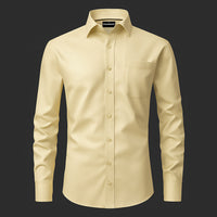Premium Satin Solid Shirt with Black Stripe for Man (Lemon)