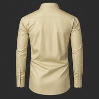 Premium Satin Solid Shirt with Black Stripe for Man (Lemon)