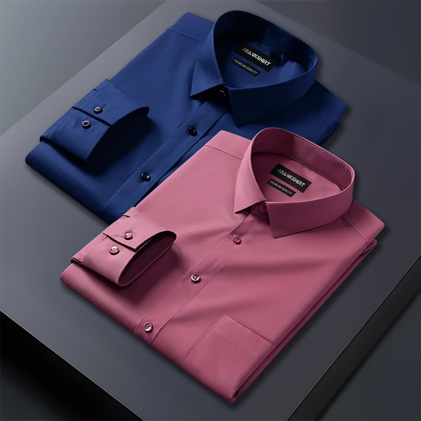 Pack of 2 Premium Cotton Shirt for Man (Navy Blue And Solid Pink)