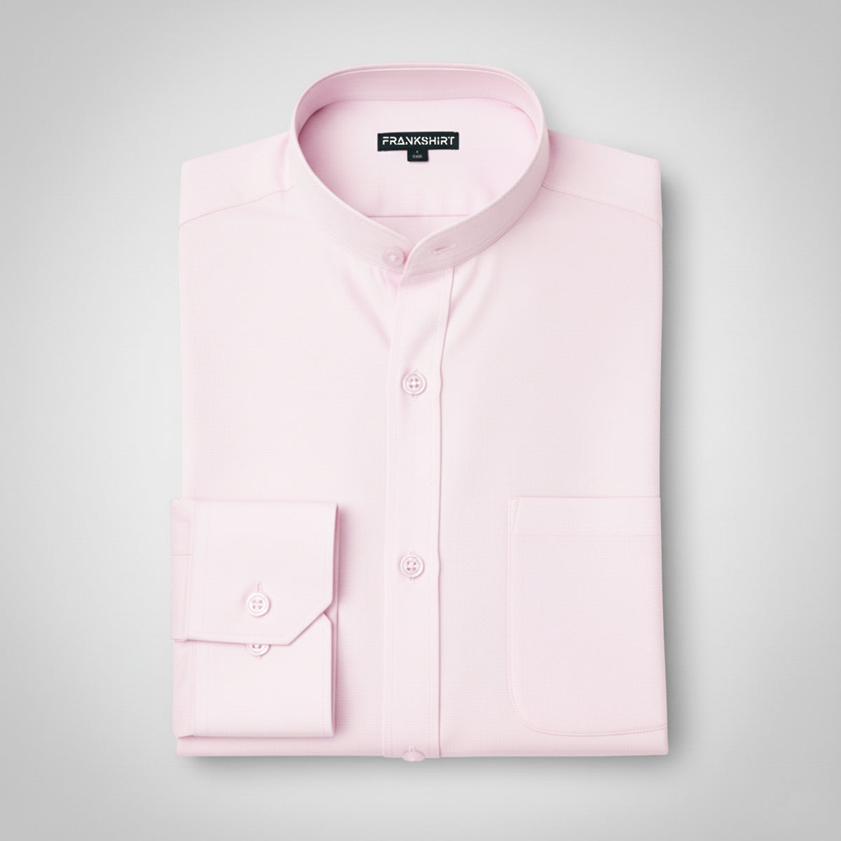 Premium Chinese Collar Light Pink Tailored Fit Cotton Casual Shirt for Man
