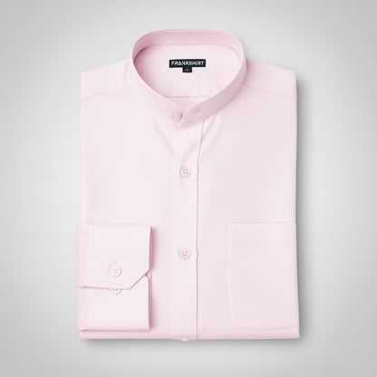 Premium Chinese Collar Light Pink Tailored Fit Cotton Casual Shirt for Man