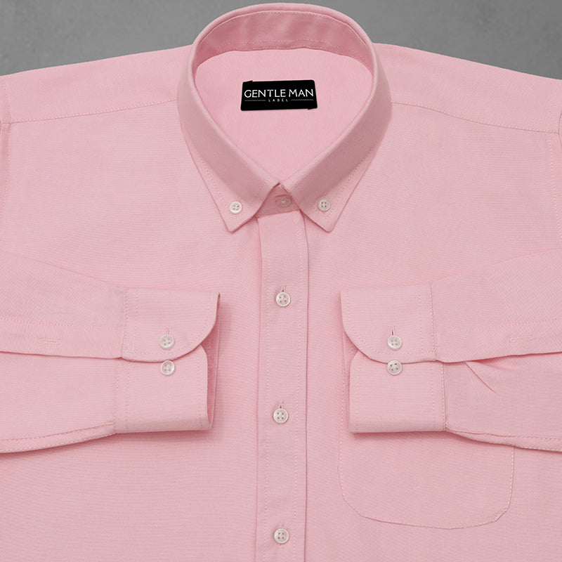 Pack of 2 Oxford Cotton Shirt For Men (Silver & Pink)