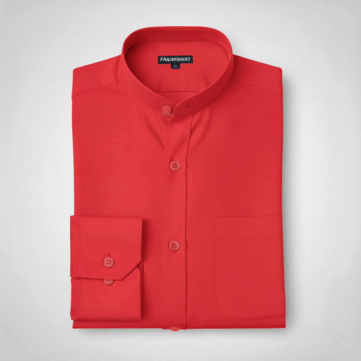 Premium Chinese Collar Red Tailored Fit Cotton Casual Shirt for Man