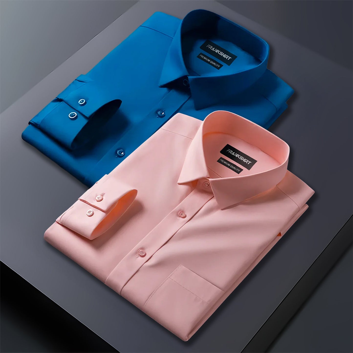 Pack of 2 Premium Cotton Shirt for Man (Royal Blue And Peach)
