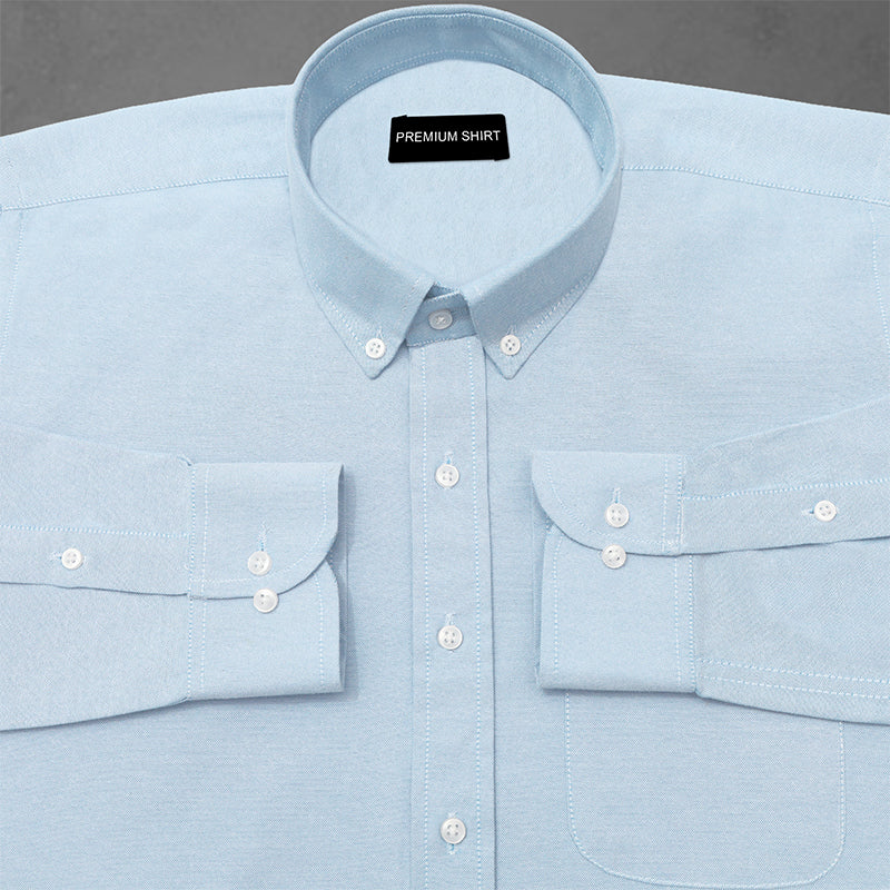 Pack of 2 Oxford Cotton Shirt For Men (Sky Blue & White)