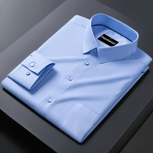 Premium Satin Solid Shirt with Navy Stripe for Man (Sky Blue)
