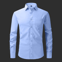 Premium Satin Solid Shirt with White Stripe for Man (Sky Blue)