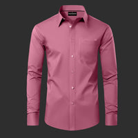 Premium Satin Solid Shirt with Black Stripe for Man (Solid Pink)