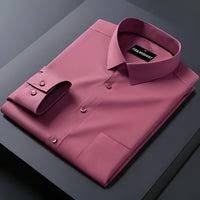 Premium Satin Solid Shirt with Black Stripe for Man (Solid Pink)