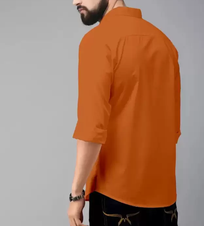 Frankshop Classic Cotton Blend Orange Colour Shirt