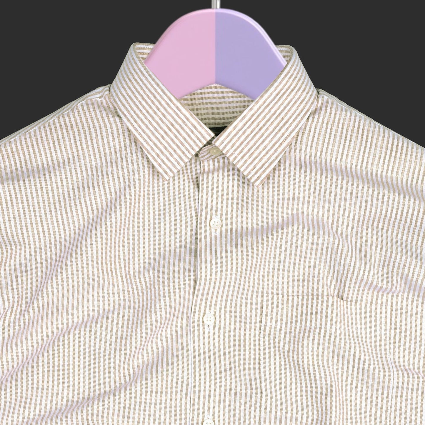 New Yellow Stripe Down Button Oxford Cotton Shirt (FS050)
