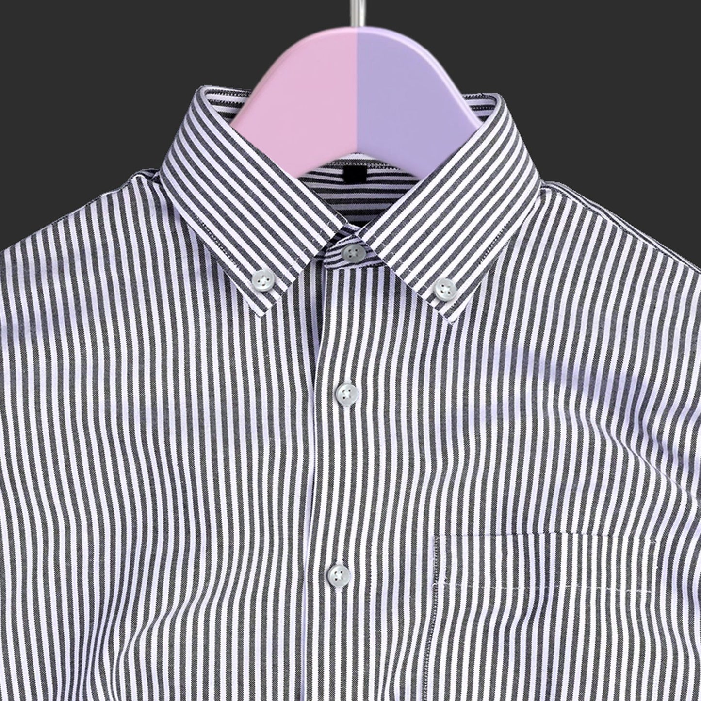 New Black Stripe Down Button Oxford Cotton Shirt (FS041)