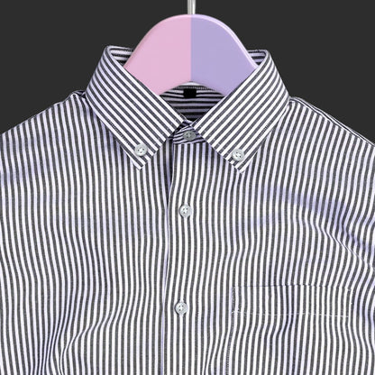 New Black Stripe Down Button Oxford Cotton Shirt (FS041)